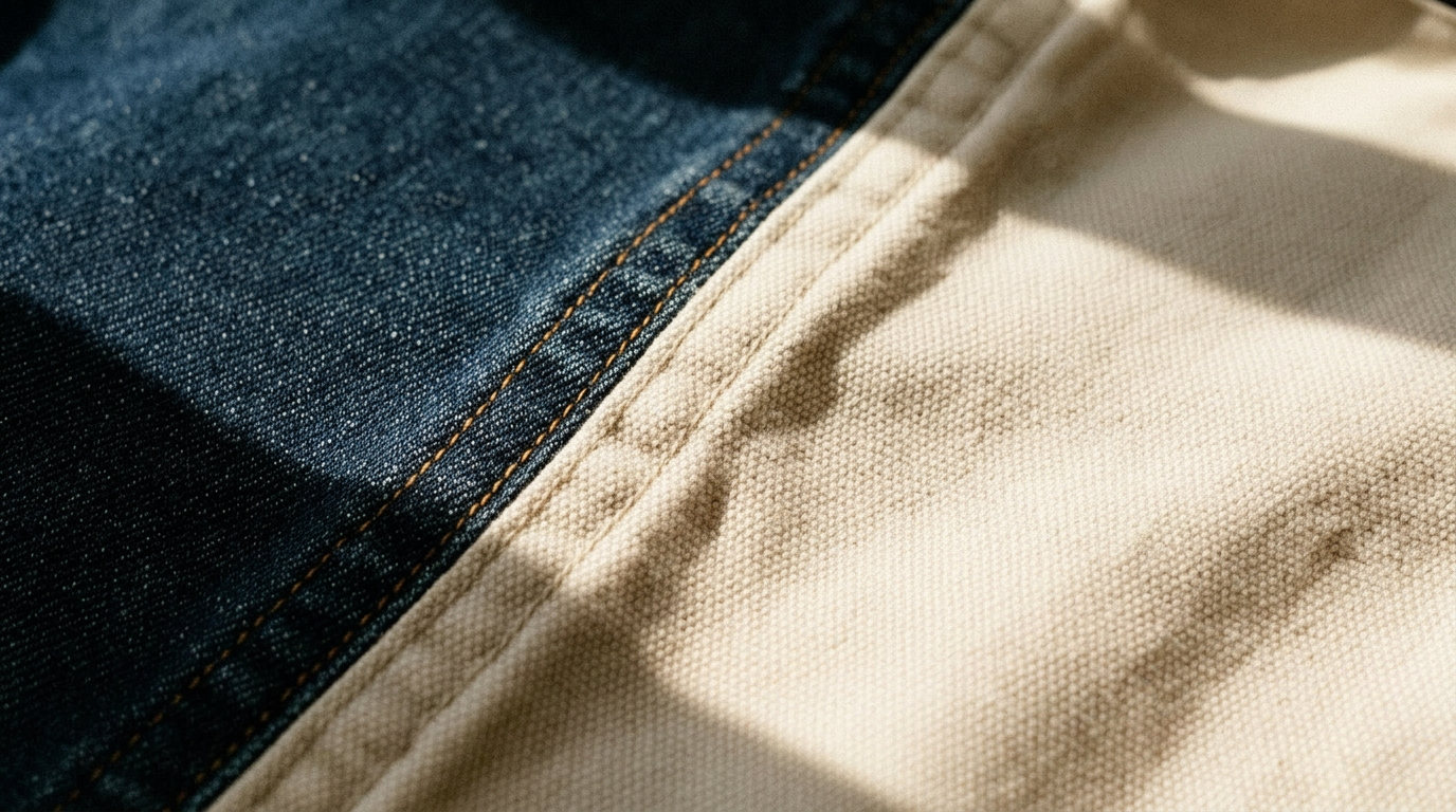 A study of cream linen on warm stone.